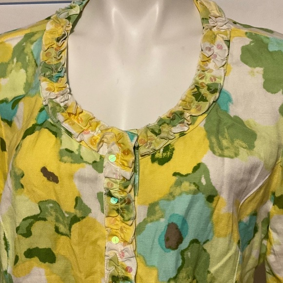 Ruby Rd. Floral Blazer - Yellow, Green, White - Picture 2 of 8